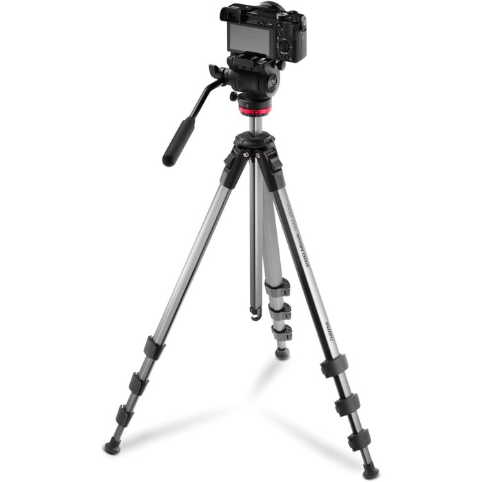 Відеоштатив Hama з флюїдною головкою для камери, смартфона і DSLR, алюмінієвий, легкий, 46–160 см, навантаження до 7 кг, з тримачем для телефону