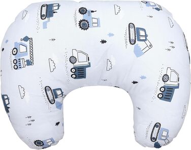 Подушка для годування TupTam Baby Stillkissen Кляйн, бавовняний чохол, колір: будівельна техніка (екскаватор, синій/сірий)