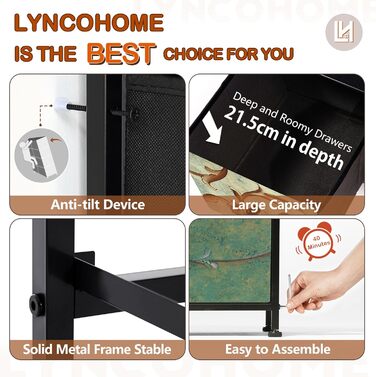 LYNCOHOME комод із тканинними шухлядами, 9 секцій, для вітальні, спальні, коридору, кухні чи офісу