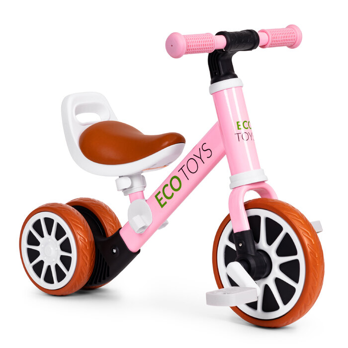 Дитячий велосипед 2в1: бігове триколісне авто з педалями, рожевий, ECOTOYS