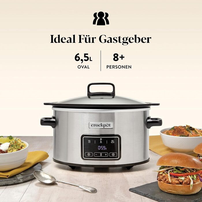 Мультиварка Crockpot Schongarer Slow Cooker 7.5 л з регулюванням часу приготування, нержавіюча сталь [CSC063X]