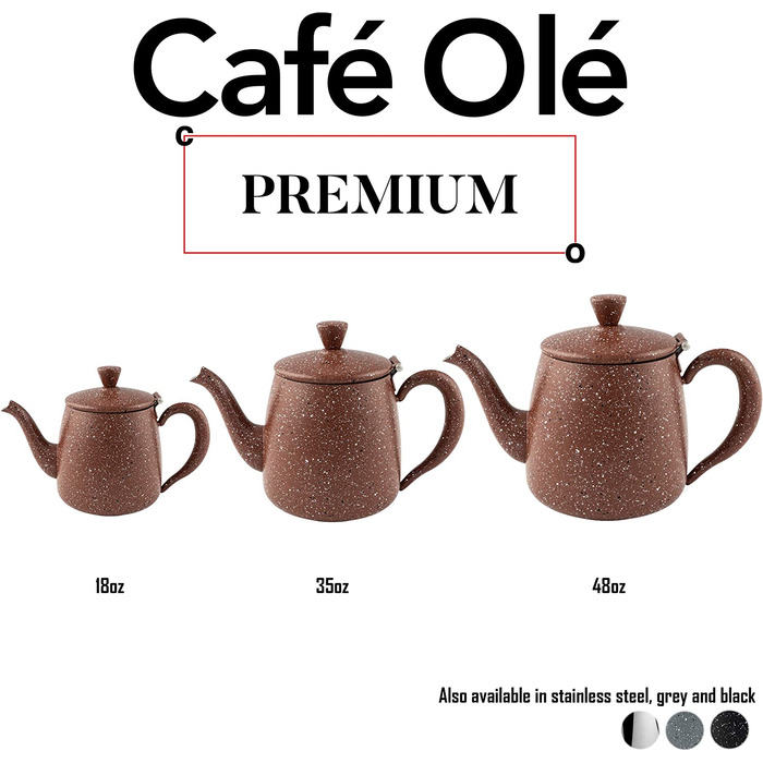 Чайник Café Olé PT-048RG, 1.35 л, нержавіюча сталь, червоний граніт, преміум, безкапельний носик, порожнисті ручки, відкидна кришка