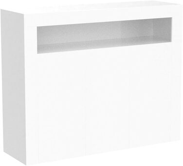 Комод SUNXURY з LED підсвіткою, білий глянець, для вітальні, кухні чи спальні, 90x35x83 см