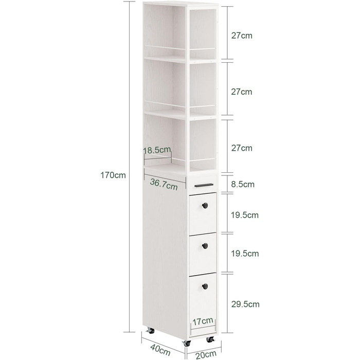 Кухонна шафа SoBuy з розеткою та 2 USB-портами, 60x40x170 см, біла — буфет з сенсорним підсвічуванням для мікрохвильовки та кавової зони, MDF/PB