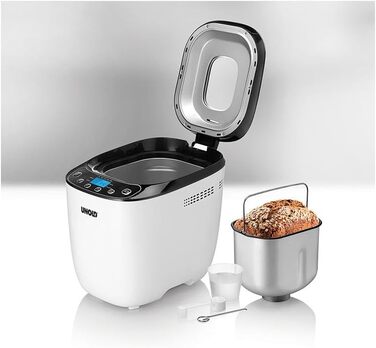 Хлібопічка Unold 68010 Backmeister Design, до 1 кг, 550 Вт, BPA-free, 12 програм, LCD, чорна-біла, термостійкий корпус