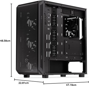 Комп'ютерний корпус ENDORFY Arx 700 Air ATX, 5x140 мм вентиляторів, підтримка двох радіаторів до 360 мм, сітчасті верх і перед, висока сумісність компонентів, EY2A012