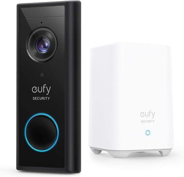 Бездротова відеодзвінок eufy Security з акумулятором 2K HD, розумна ідентифікація людей, двосторонній аудіо (HomeBase 2 необхідний), відновлений