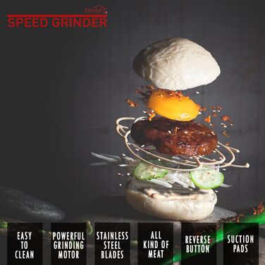 Електрична м’ясорубка STARLYF Speed Grinder для дому, кухонна багатофункціональна машина з насадками для ковбас, кіббе, штовхачем і знімною чашею