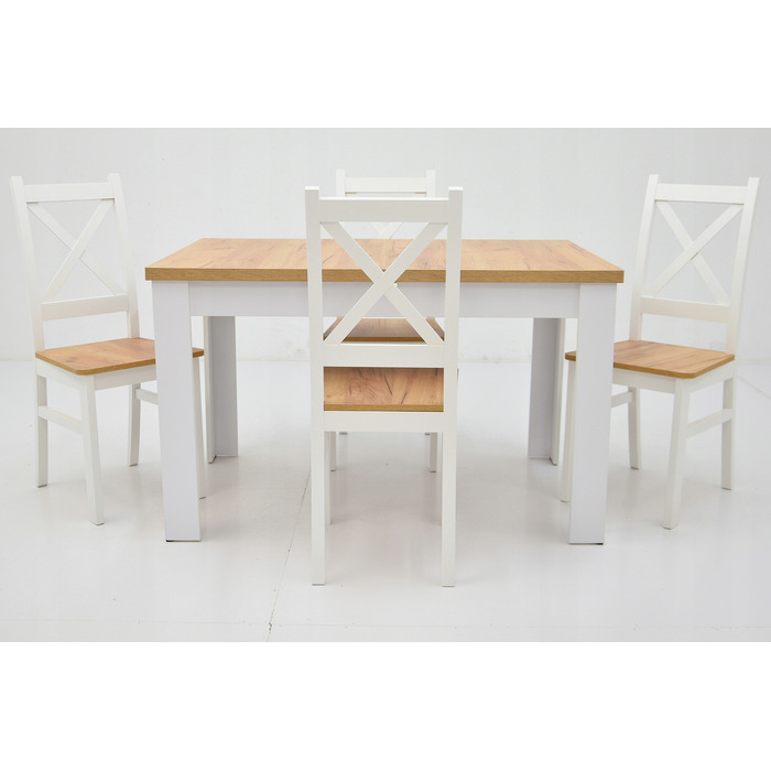 Комплект: розкладний стіл 80x140/180 та 4 стільці Krzyżak, колір дуб крафт