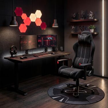 Ігрове крісло Diablo Gaming для дітей та підлітків, тканина, 3D підлокітники, Burned Black, розмір L