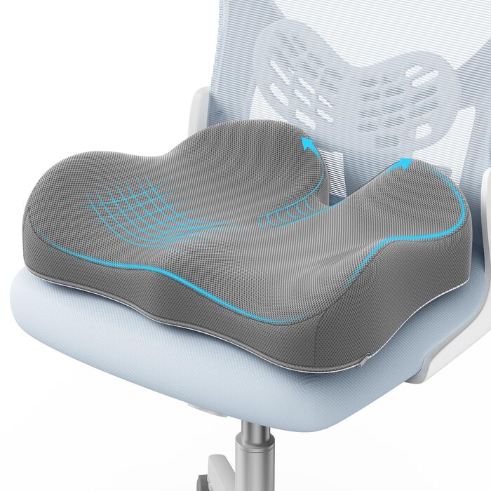 Подушка для сидіння з піни Memory Foam A-Pce: для офісного крісла, дому та авто, ергономічна, сіра