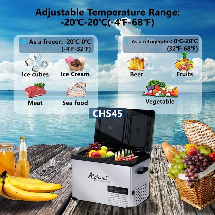 Автомобільний компресорний холодильник Alpicool T60 32л (-20°C до +20°C) для авто, кемпінгу, вантажівок, човнів з USB, електричний