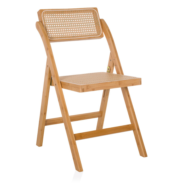 Складане обіднє крісло TUDELA BAMBOO з бамбука та ротанга, коричневе, hjh LIVING