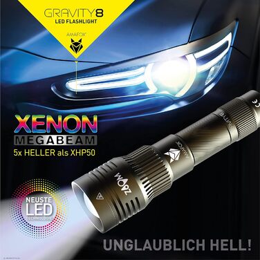 Ліхтарик AMAFOX G8-2100 люмен XENON Megabeam, LED, акумулятор 21700 mAh, військовий зелений, надяскравий, USB-C зарядка