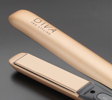 Професійний випрямляч для волосся Diva Pro Styling Precious Metals Touch, автоматичне вимкнення, швидкий нагрів, кабель 3 м, золотий