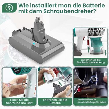 Акумулятор 21.6V для пилососа Dyson V6 (DC58, DC59, DC61, DC62, DC72, DC74, SV03, SV05, SV06, SV07, SV09) Animal, Trigger, Fluffy, Absolute — замінний Li-ion