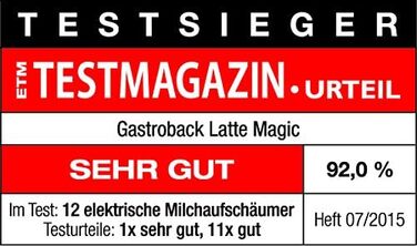 Електричний спінювач молока Gastroback 42325 Latte Magic, 350 мл, для гарячої та холодної піни, 500 Вт, білий пластик