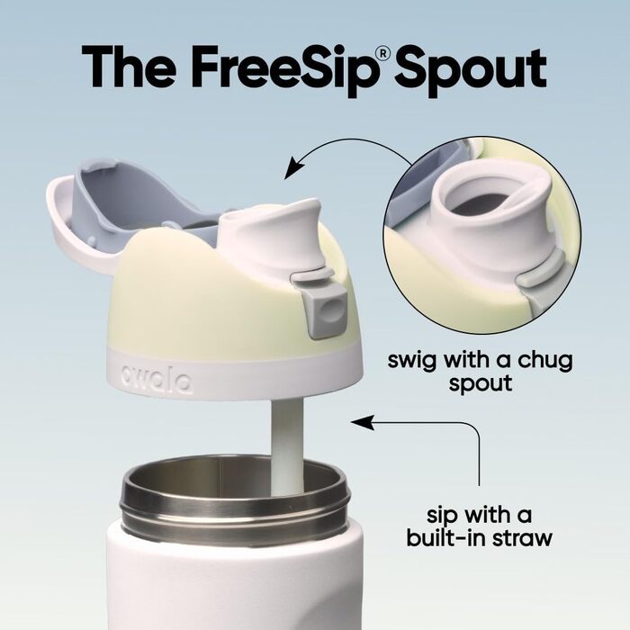 Термопляшка Owala FreeSip зі сталі та соломинкою, 710 мл, Iced Breeze — ізольована, без BPA, для спорту, фітнесу та подорожей