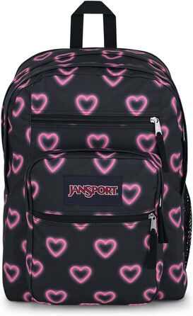Рюкзак JanSport BIG STUDENT для школи та міста, чорний з принтом Happy Hearts, великий об'єм