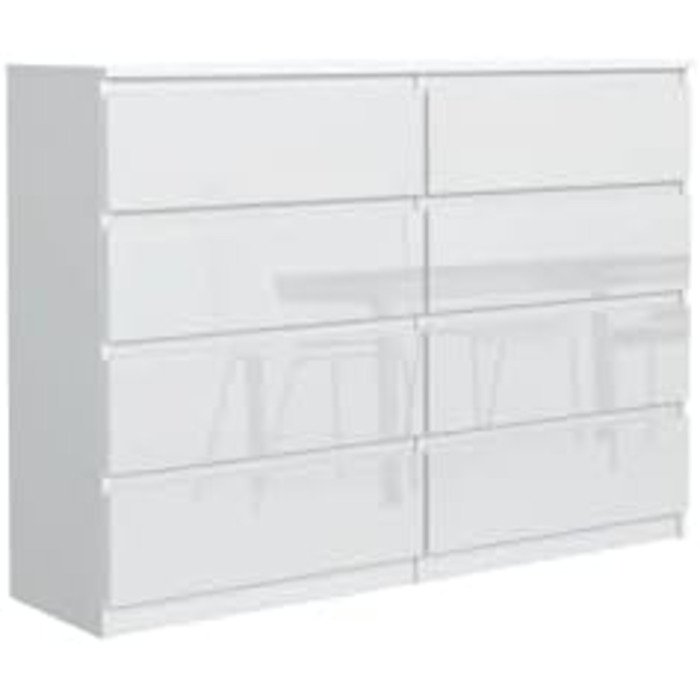 Комод 3E living з 8 шухлядами, 120 см, чорний, 4 кольори