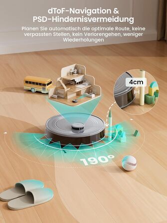 Робот-пилосос LEFANT M2 з функцією миття підлоги, 6000Pa, LiDAR навігація, зони заборони, 140 хв, багатоступеневе картування, для тварин, килимів та твердих поверхонь
