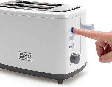 Тостер Black+Decker BXTOA820E, 820Вт, 2 широкі відділення, 7 режимів, підставка для булочок, білий