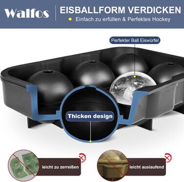 Контейнер для морозива Walfos 1.5л, 2 шт. з кришками, багаторазовий, для дому, зберігання в морозилці, силіконові, для йогурту та сорбету