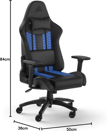 Ігрове крісло Corsair TC100, чорне та синє, універсальний розмір