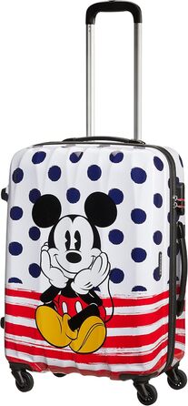 Чемодан American Tourister Disney Legends Mickey Blue Dots, синій, з принтом Міккі Мауса, жорсткий пластик