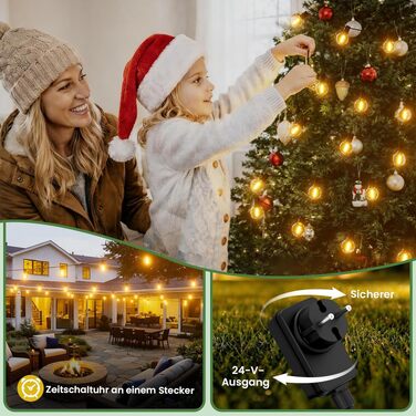 Гірлянда світлодіодна вулична Yuusei 60м з димером, IP45, 82 LED G40 для саду, тераси, вечірки