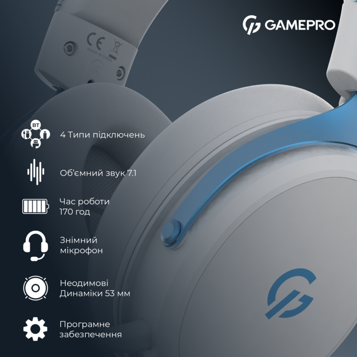 Бездротова ігрова гарнітура GamePro Asgard Skadi (HSW191WB)