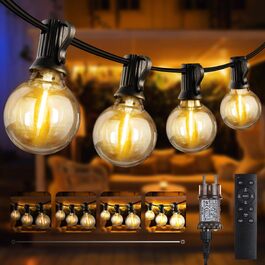 LED гірлянда вулична Joomer 20м, 28 LED G40, тепла біла, з пультом ДК, 3 режими, вологостійка для саду та вечірок