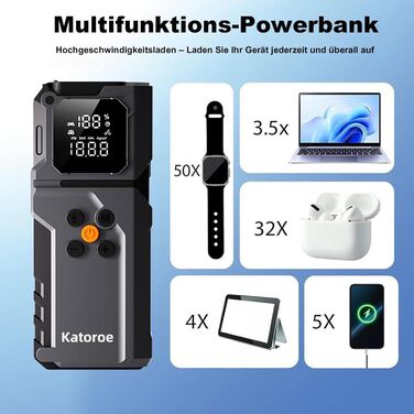 Powerbank Starthilfe 4000A: Зарядний пристрій для авто, SUV та мотоциклів з LED ліхтариком