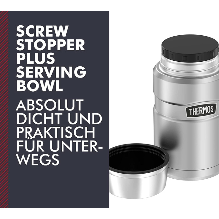 Термос для їжі Thermos STAINLESS KING 0,71 л з нержавіючої сталі, зберігає тепло 14 годин і холод 24 години, герметичний, великий харчовий контейнер для супу, мюслі, страв, підходить для миття в посудомийній машині, без ложки
