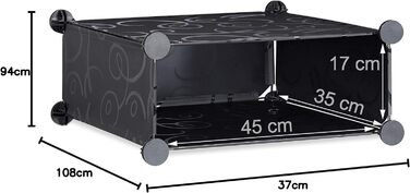Закритий пластиковий шафа для взуття Relaxdays, 12 секцій, 108x94x37 см, чорний