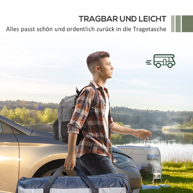 Outsunny Автомобільний тент Водонепроникний автомобільний тент Намет, Накидка від дощу, Сонцезахисний козирок, Легкий портативний для вантажівки, автофургон, 2,9 x 2,8 x 2,3-2,6 м