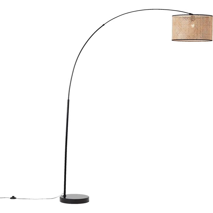 Торшер Lightbox Nature 154 см з абажуром з плетеного ротангу, металевий, E27 до 60 Вт, світло-коричневий/чорний, для вітальні