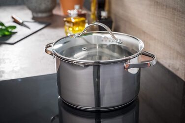 Каструля axentia Pado з кришкою, нержавіюча сталь, індукційна, 3 л, 20 см