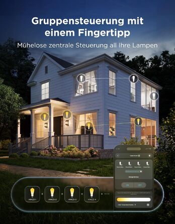 Розумна LED лампа Govee Smart Edison E27 RGBWW, 500лм, димнування, форма ST64, набір 2 шт