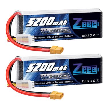 Акумулятор Zeee 3S LiPo 5200mAh 11.1V 80C з роз'ємом XT60 для RC моделей (набір 2 шт.)