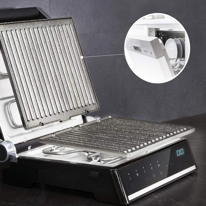 Електричний гриль Cecotec Rock'nGrill Dual 2000W з регулюванням температури та знімними антипригарними пластинами, що відкриваються на 180°