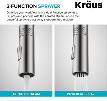Змішувач кухонний Kraus Allyn KPF-2654BG висувний, золотий брашований, 44 см