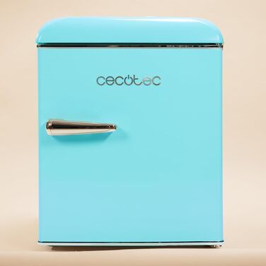 Міні-холодильник Cecotec Bolero CoolMarket TT Origin 45L, ретро, синій, 55 см, клас E, з морозильною камерою та хромованою ручкою