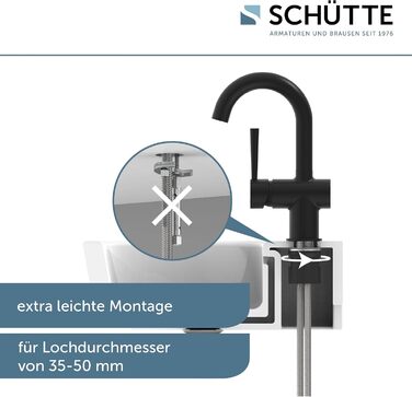 Змішувач для ванної SCHÜTTE 79710 LONDON з висувною лійкою, для миття волосся, однорідний, з комплектом для зливу, хром (чорний)