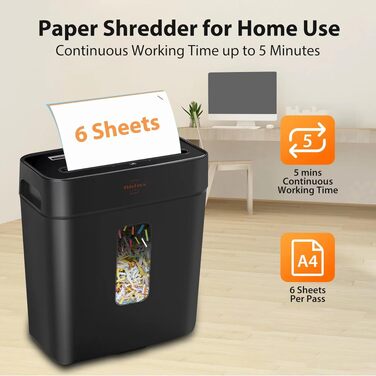 Шредер Fellowes Powershred 6 аркушів, знищувач документів з перехресним подрібненням (P-4), для офісу