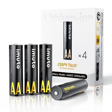 Набір літієвих акумуляторів imuto AA 1.5V 3000mWh (8 шт.) з зарядним пристроєм, 2500 циклів перезарядки