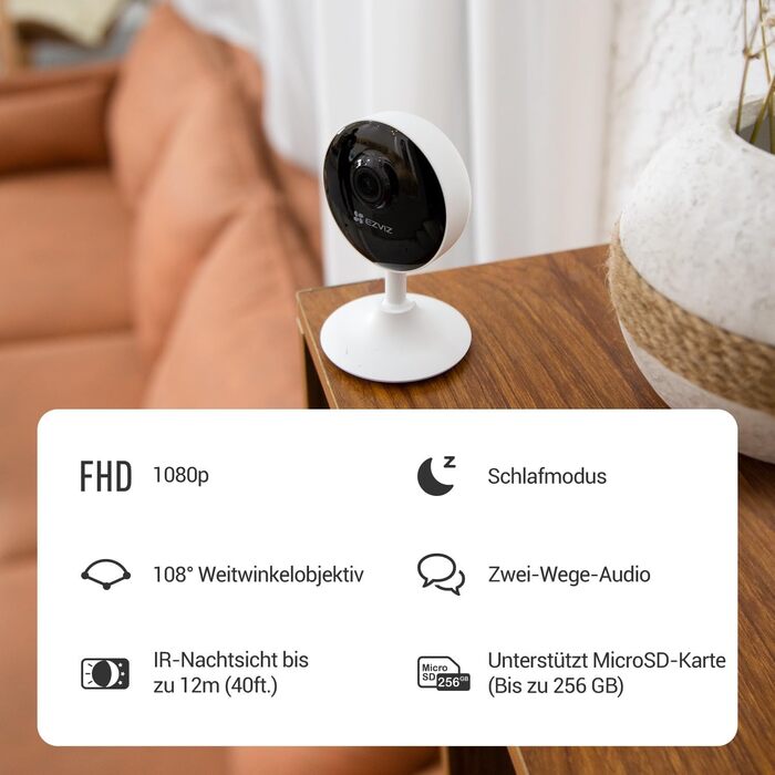 EZVIZ C1C 2 шт. IP камера Wi-Fi 1080P з двостороннім аудіо, нічним баченням до 12м та датчиком руху