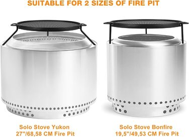 Чавунна решітка Onlyfire з знімною підставкою, гриль-плита для Solo Stove Bonfire та Yukon, діаметр 52,5 см, аксесуар для вогнища, BBQ-решітка для овочів і грилю