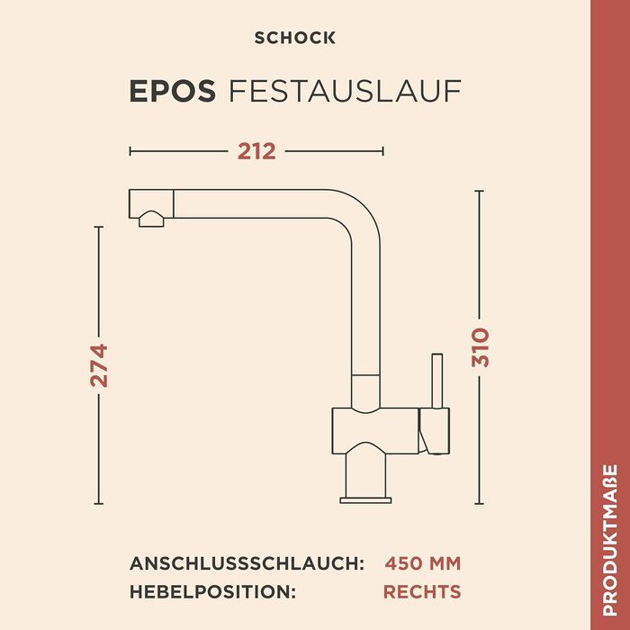Змішувач кухонний SCHOCK Epos чорний високого тиску з висувним душем, поворотний на 360°, латунний одноважільний для мийки – сучасний дизайн, економія води