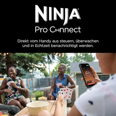 Електричний BBQ смокер-гриль Ninja Woodfire Pro Connect XL з керуванням через додаток, цифровим термощупом, 7-в-1, аерофритюрницею, для вулиці, чорний, OG901EU, з деревними пелетами, захист від негоди